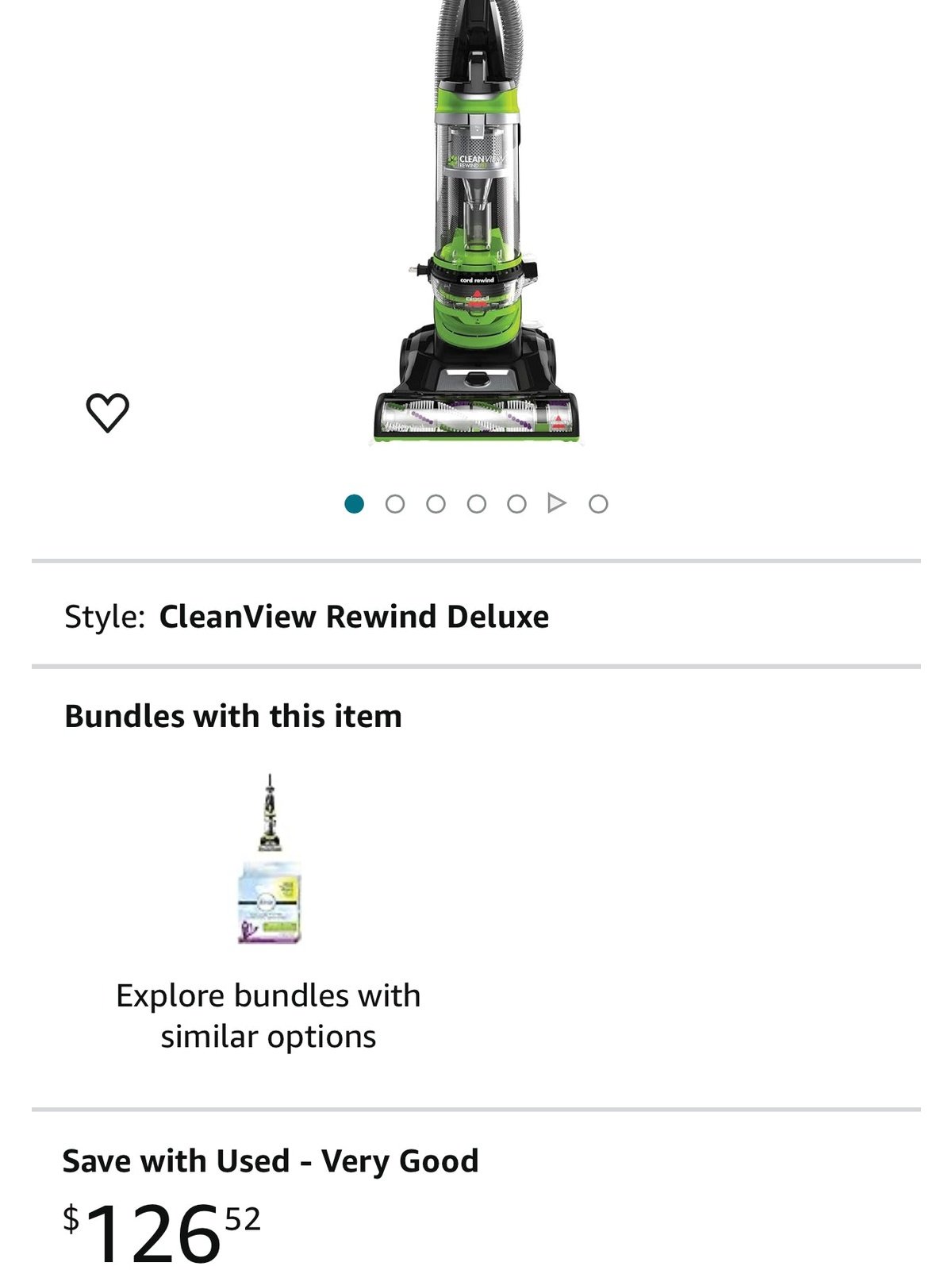 BISSELL Cleanview Rewind Pet Deluxe Upright Vacuum Cleaner, 24899, Green