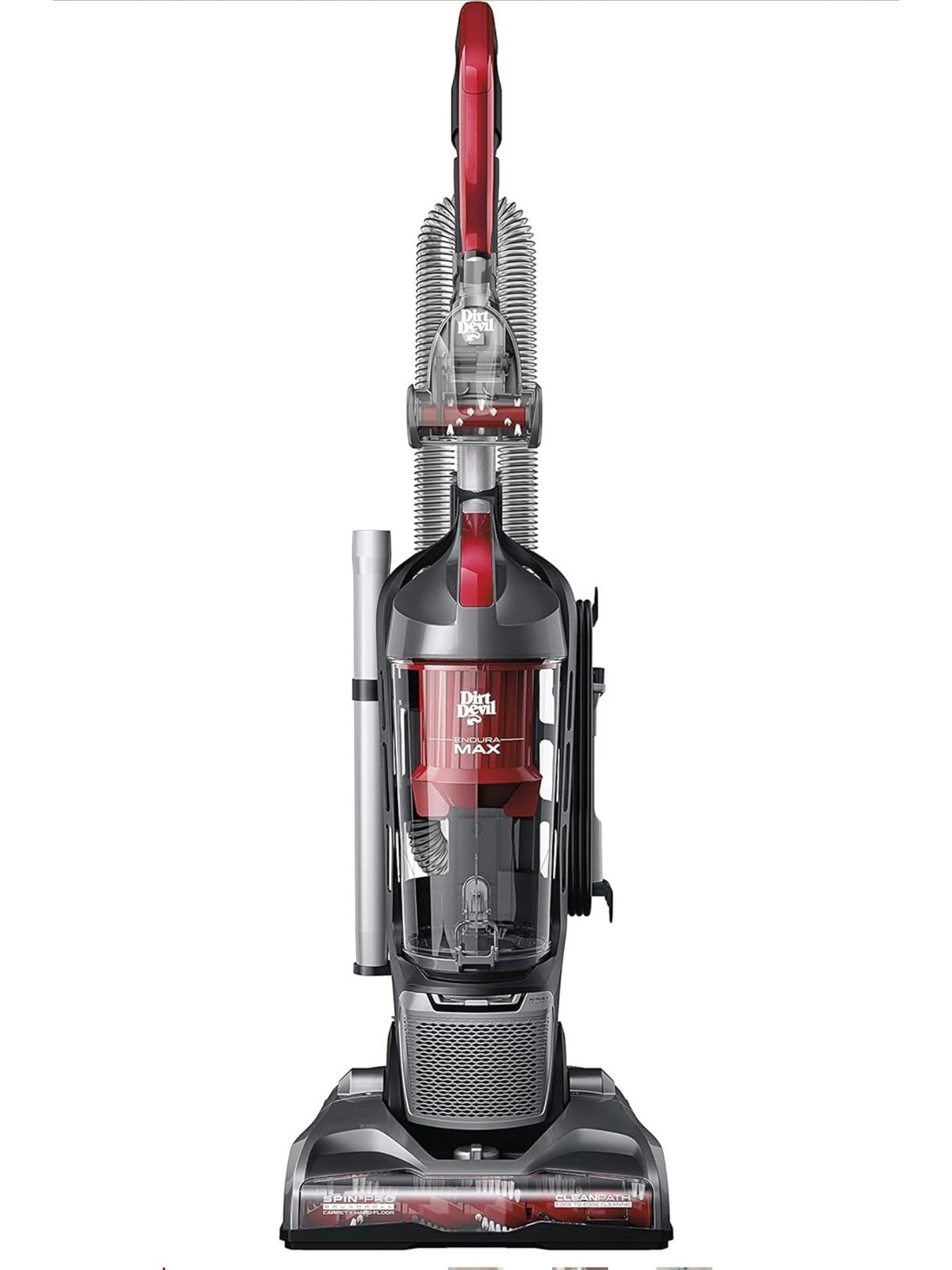Dirt Devil Endura Max Upright Bagless Vacuum Cleaner for Carpet and Hard Floor, Powerful, Lightweight, Corded, UD70174B, Red