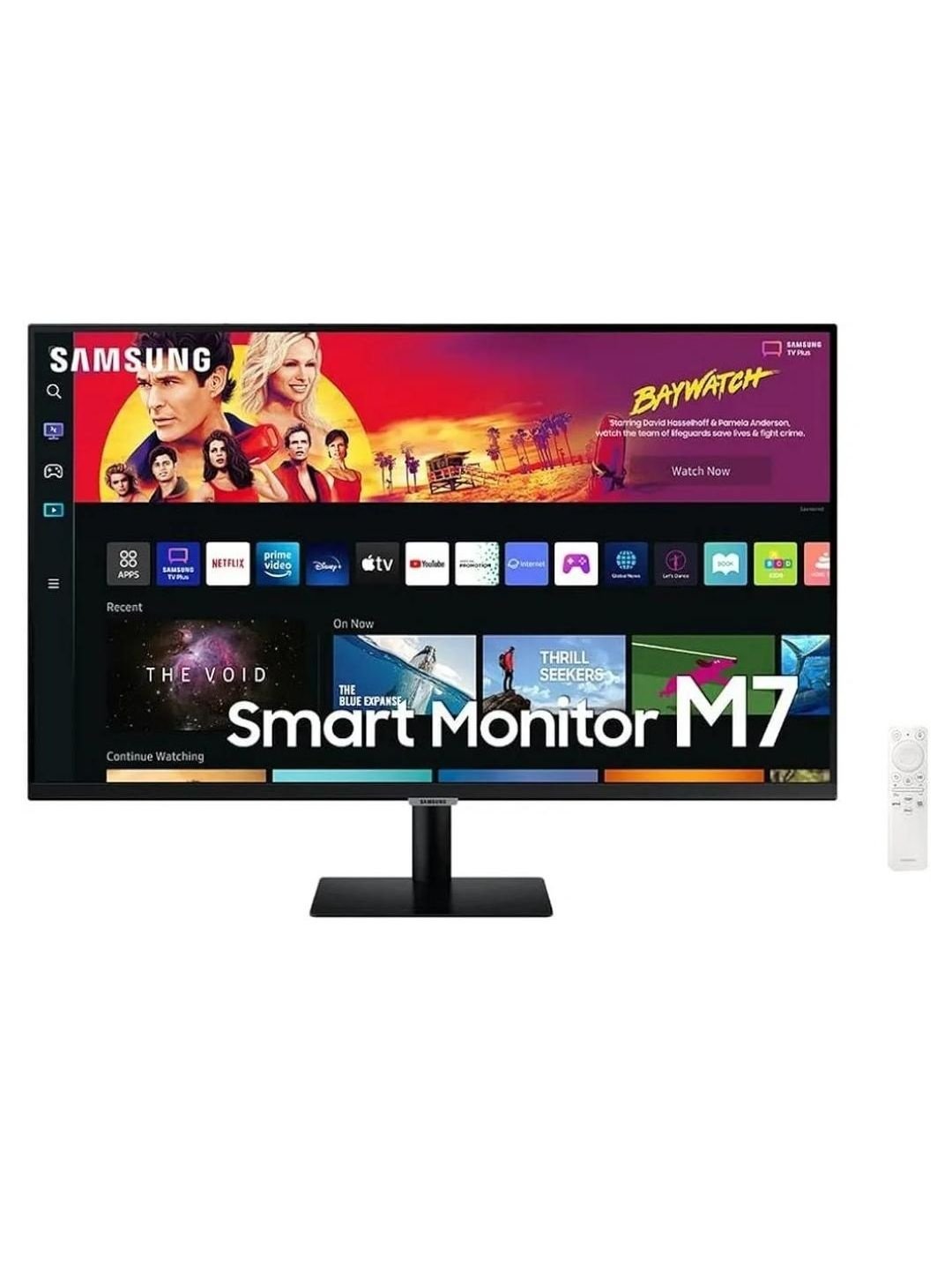 SAMSUNG 32" M70B Series 4K UHD USB-C Smart Monitor & Streaming TV, 4ms, 60Hz, HDR10, Wireless Display, Gaming and IoT Hubs, Alexa Built in, LS32BM702UNXGO, 2022, Black