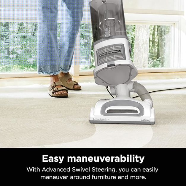 Shark NV356E Navigator Lift-Away Professional Upright Vacuum with Swivel Steering, HEPA Filter, XL Dust Cup, Pet Power, Dusting Brush, and Crevice Tool, Perfect for Pet Hair, White/gray - ANM Liquidation