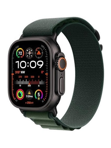 Apple Watch Ultra 2 (Cell) 49mm Black Titanium Case w/ Dark Green Alpine Loop