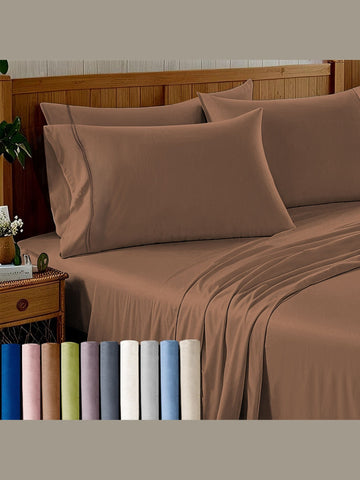 Bed Sheet Set 4/6 Piece Microfiber Soft 14 Inch Deep Pocket Easy Care All Season