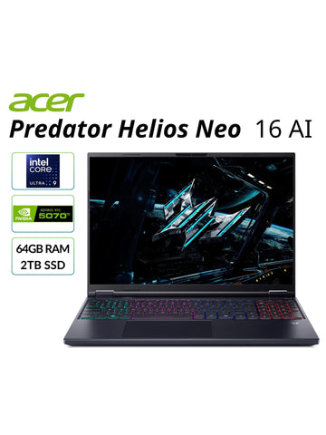 Acer Predator Helios Neo 16" Gaming Laptop GeForceRTX5070 Ti 64GB 2TB CoreUltra9