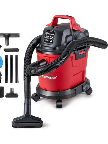 Vacmaster 3.2 Gallon 2.5 Peak Wet Dry Vacuum Cleaner Wall Mounted Portable Red
