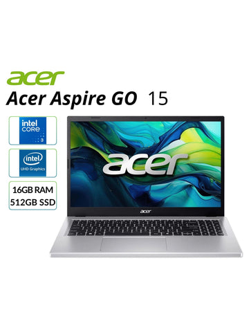 Acer Aspire Go 15.6" IPS Laptop Intel Core 3 16GB RAM 512GB SSD – AG15-32P-30YE