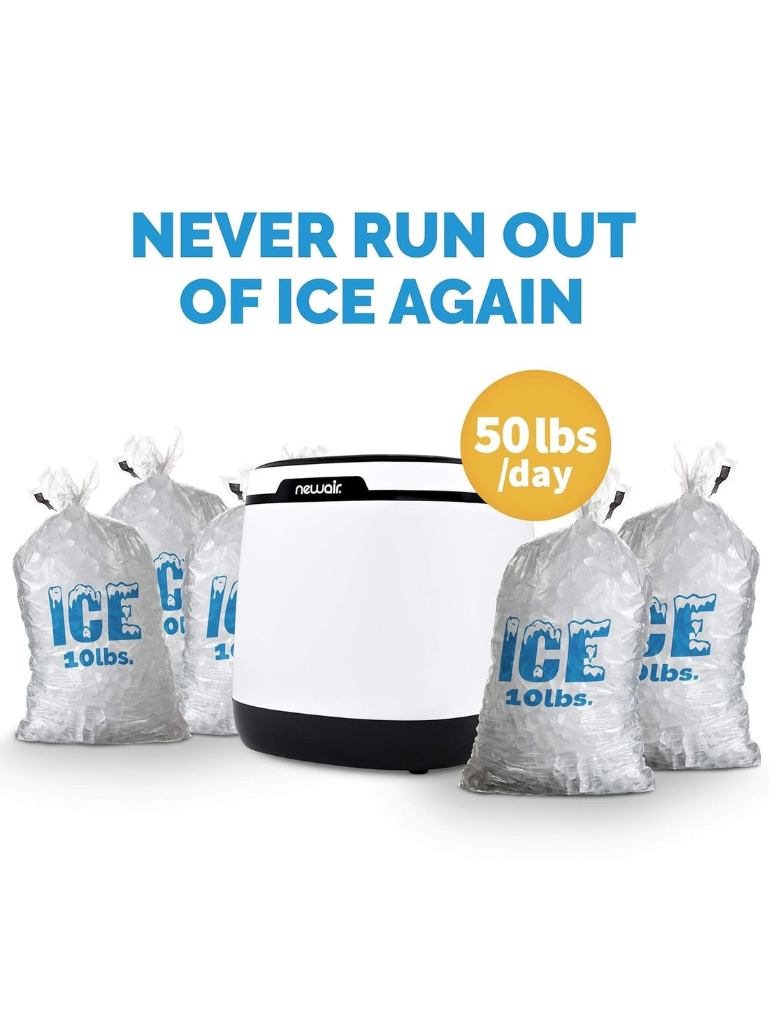 Newair AI-250W-RB Countertop Ice Maker, 50 lbs, White - Certified Refurbished ANM Liquidation