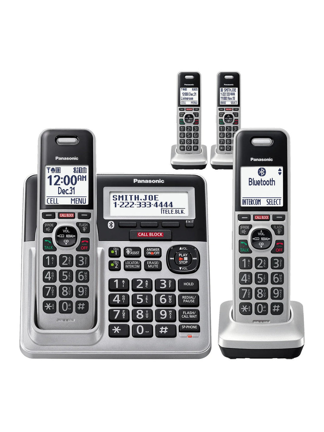 Panasonic KX-TG994SK Bluetooth 4-Handset Cordless Phone Bundle - Refurbished ANM Liquidation