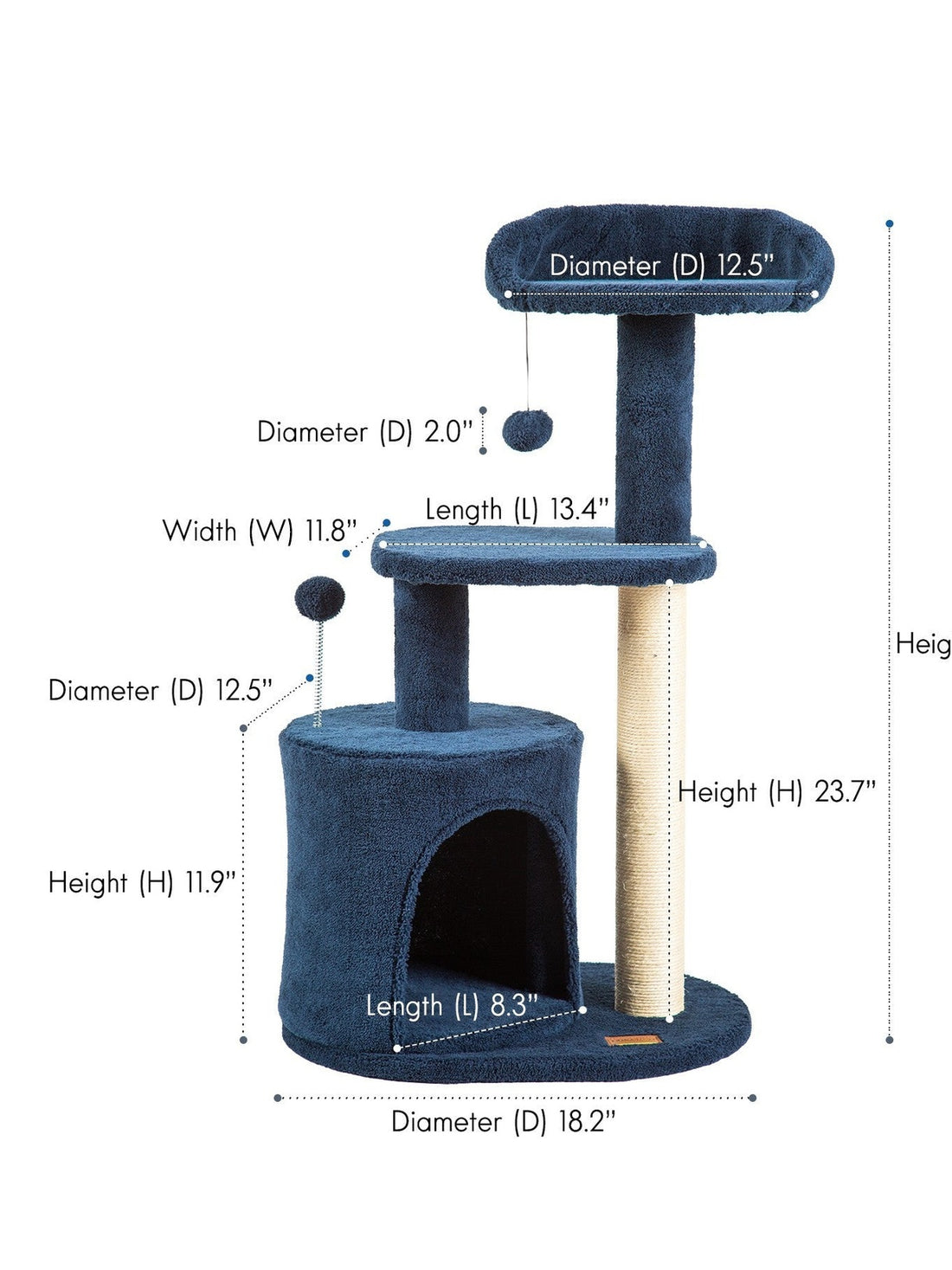 Small Cat Tree Tower for Kittens Multi-Level Condo Scratching Post ClevaHome