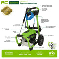 Greenworks - Pro Electric Pressure Washer up to 2300 PSI at 1.2 GPM - Green ANM Liquidation