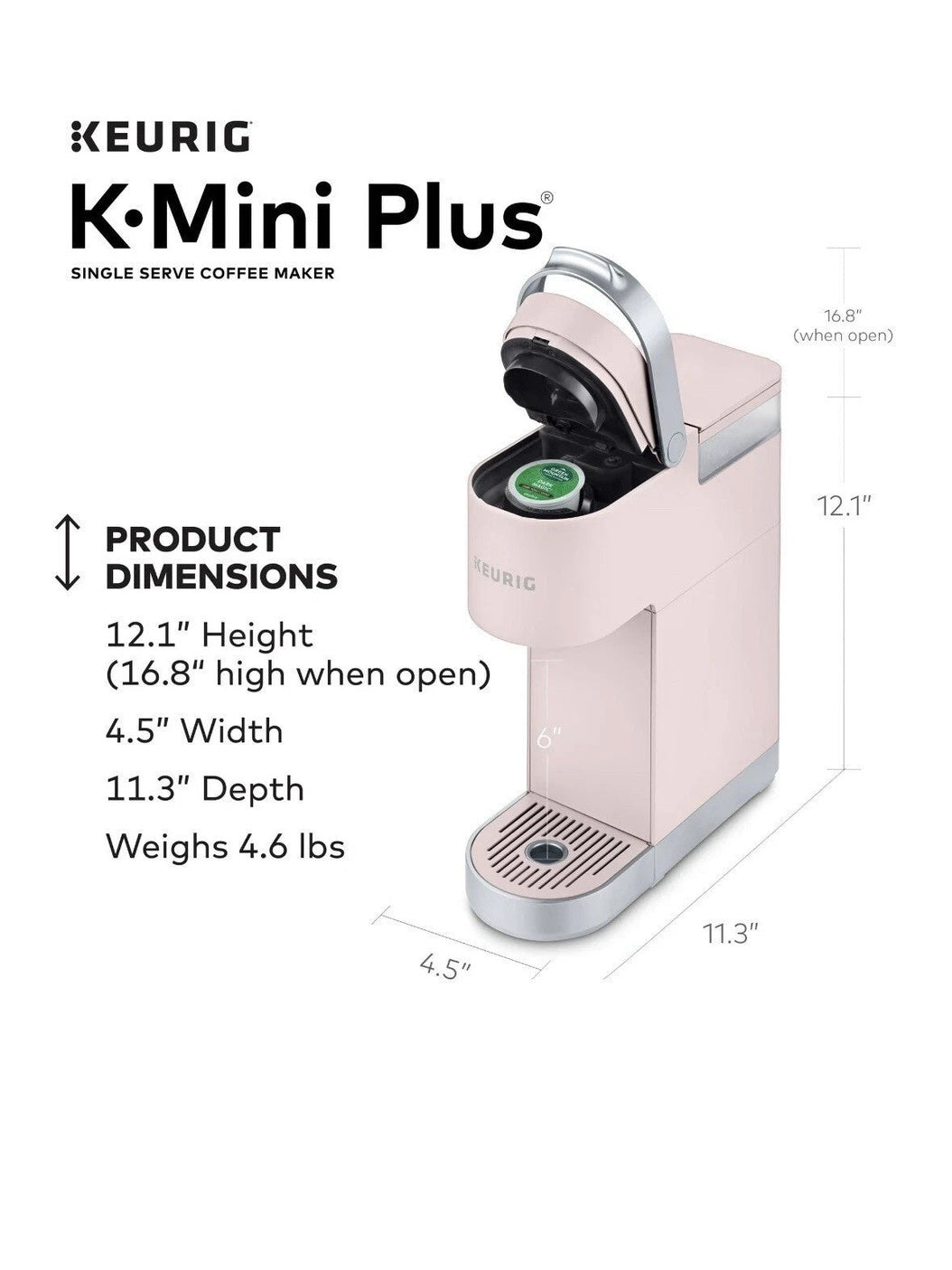 Keurig K-Mini Plus Single Serve K-Cup Pod Coffee Maker - Dusty Rose - NEW™