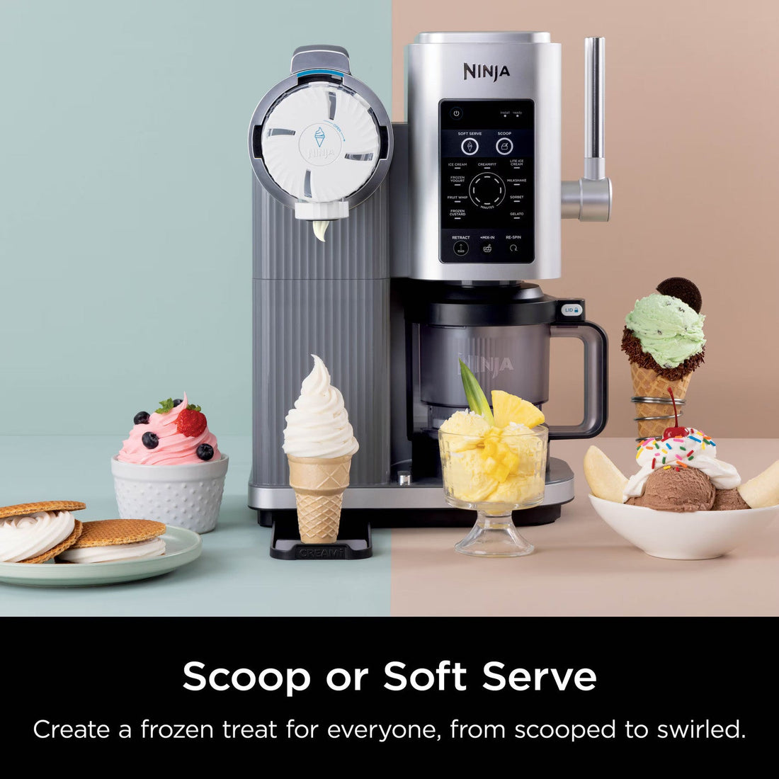 Ninja - CREAMi Scoop & Swirl Ice Cream & Soft Serve Maker, 13 One-Touch Progr... ANM Liquidation