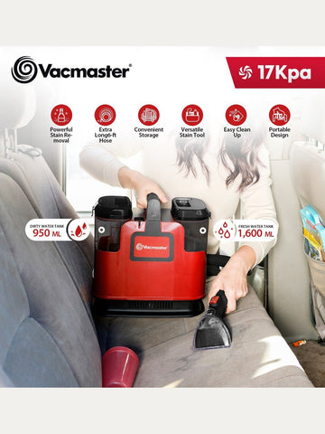 Vacmaster Portable Carpet Upholstery Cleaner, with 17Kpa Suction, Self-Cleaning