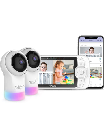Hubble Connected Nursery Pal Glow+ Twin with 2 Cameras HD Color Screen 7 in 1 ™