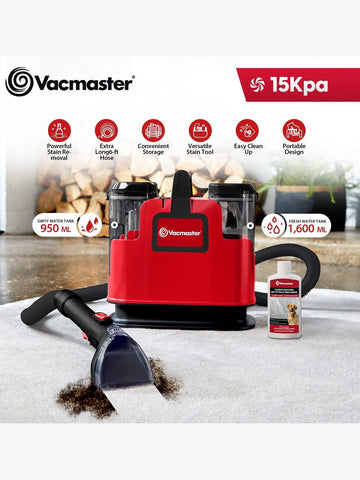 Vacmaster Portable Carpet Upholstery Cleaner, with 15Kpa Suction, Self-Cleaning