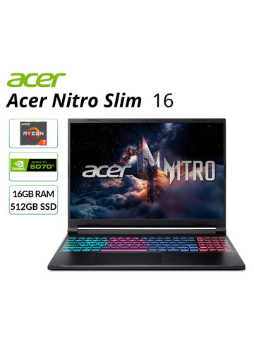 Acer Nitro Slim 16" Gaming Laptop RTX 5070 TI Ryzen AI 7 350 16GB RAM 512GB SSD