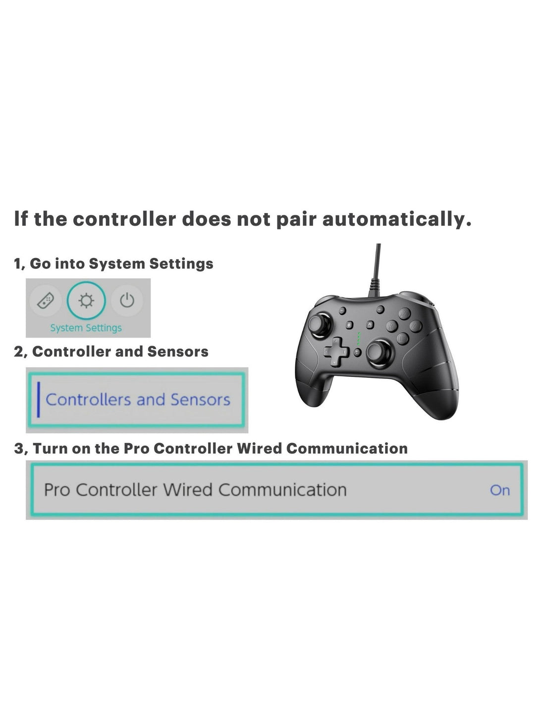 Onn WIRED Game Controller Compatible with Nintendo Switch (100130514)™