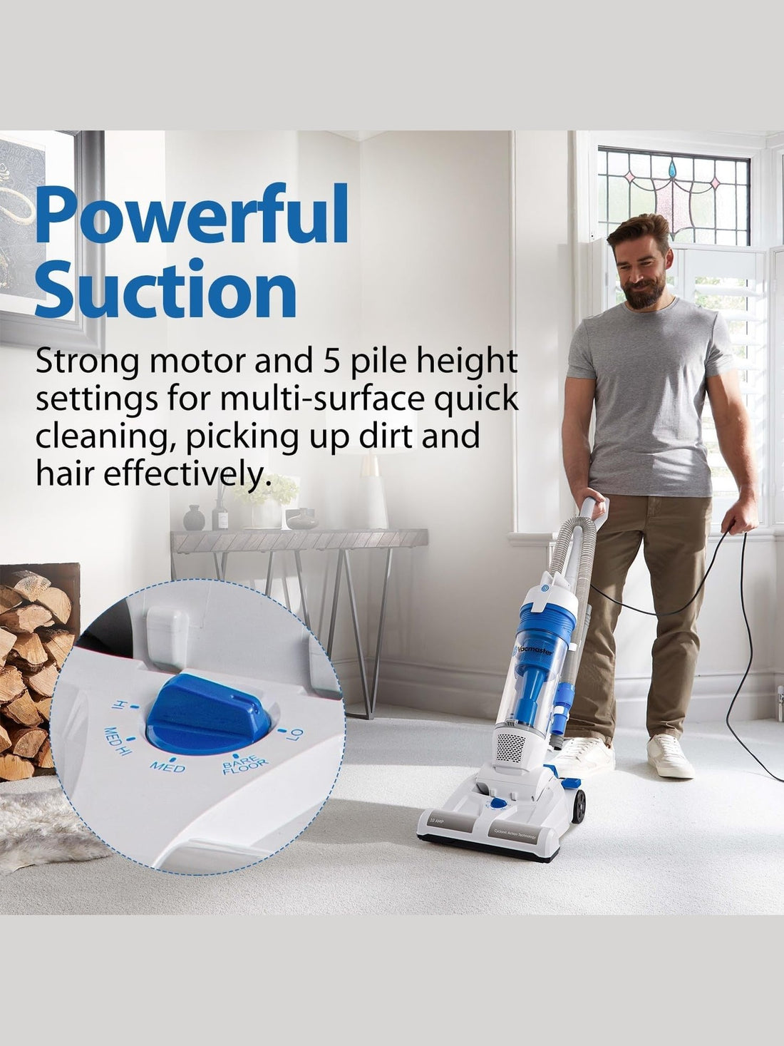 Vacmaster UC0101 Bagless Upright Vacuum Cleaner - 20ft Cord, 13” Path for Carpet