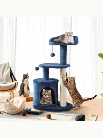 Small Cat Tree Tower for Kittens Multi-Level Condo Scratching Post ClevaHome