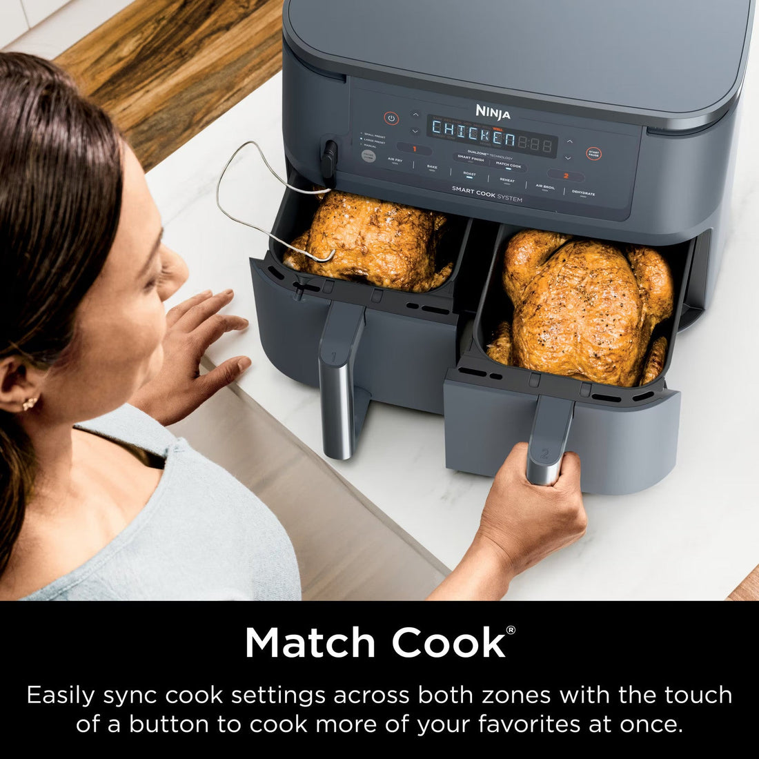 Ninja - Foodi 6-in-1 10-qt. XL 2-Basket Air Fryer with DualZone Technology & ... ANM Liquidation