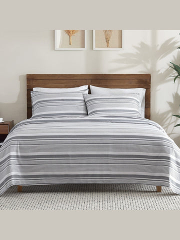 3/4 Piece Stripe Bed Sheet Set Soft Microfiber Deep Pocket Bedding – ClevaHome