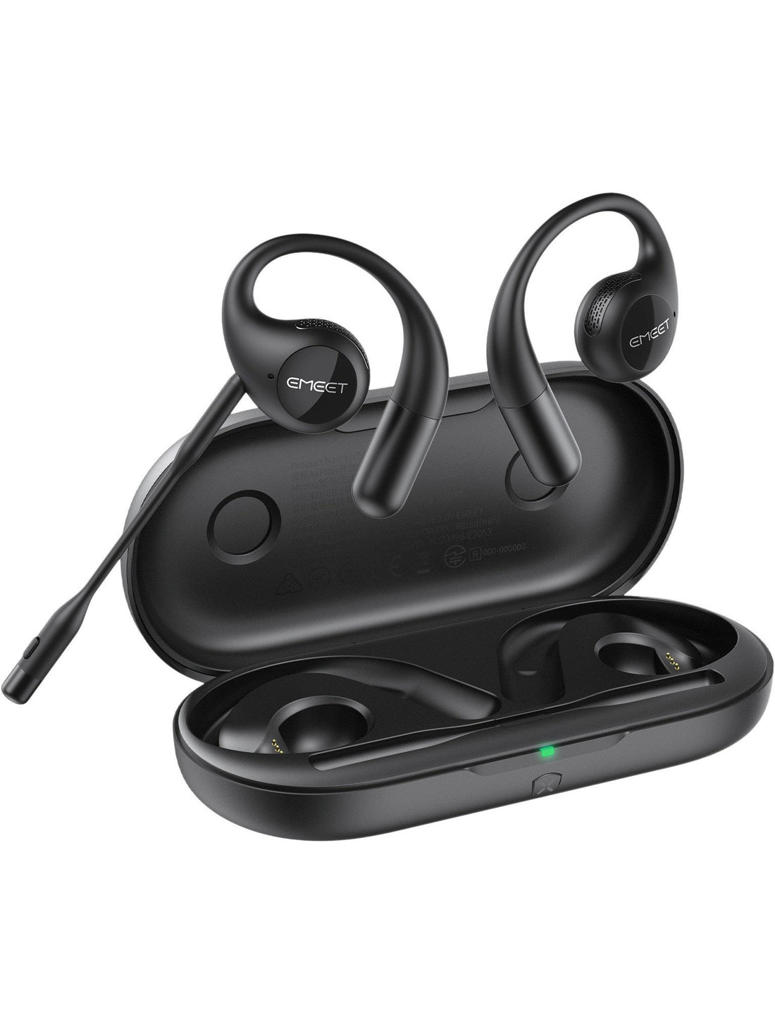 EMEET Airflow Open-Ear Earbuds w/ Detachable Boompole & Noise Cancellation,Black ANM Liquidation