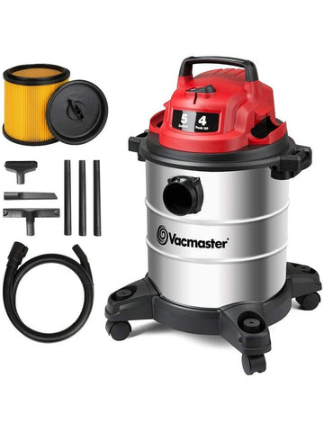 Vacmaster 5 Gal 4 Peak HP Wet Dry Shop Vacuum Cleaner Stainless Steel Tank VAC