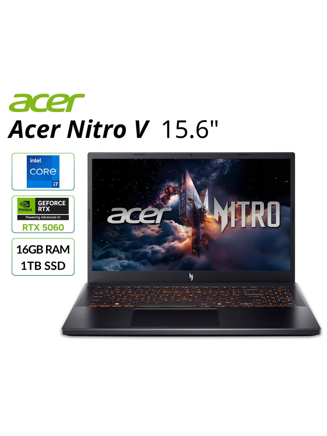 Acer Nitro V 15.6" FHD Gaming Laptop NVIDIA RTX 5060 16GB 1TB SSD ANV15-52-73D8