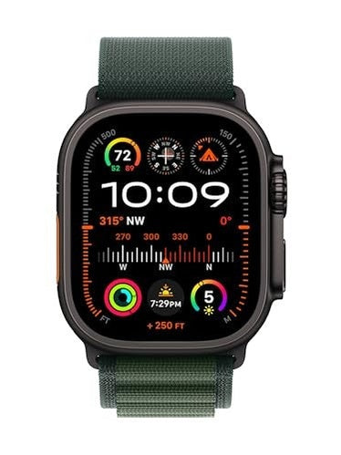 Apple Watch Ultra 2 (Cell) 49mm Black Titanium Case w/ Dark Green Alpine Loop