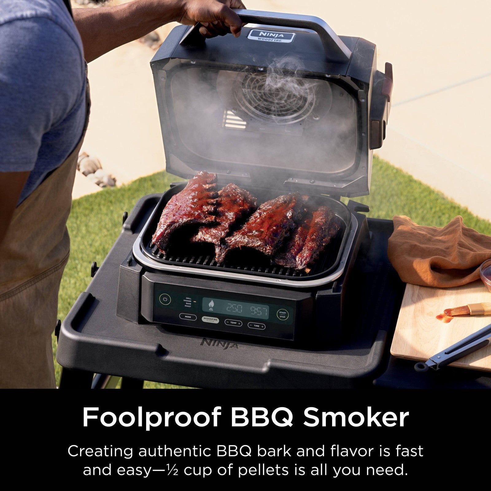 Ninja - Woodfire Outdoor Grill & Smoker, 4-in-1 Functionality ANM Liquidation