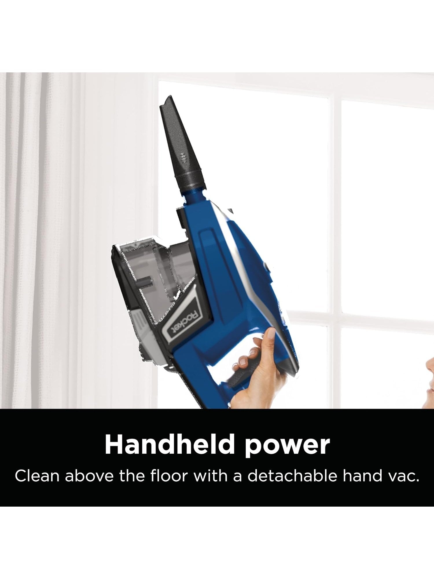 Shark HV343AMZ Rocket Corded Stick Vacuum with Self-Cleaning Brushroll, Lightweight & Maneuverable, Perfect for Pet Hair Pickup, Converts to a Hand Vacuum, Crevice Upholstery Tools, Blue/Silver